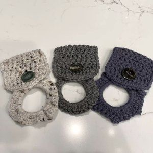 Crochet Kitchen Towel Holder,  Kitchen Towel Hanger, Modern Trio